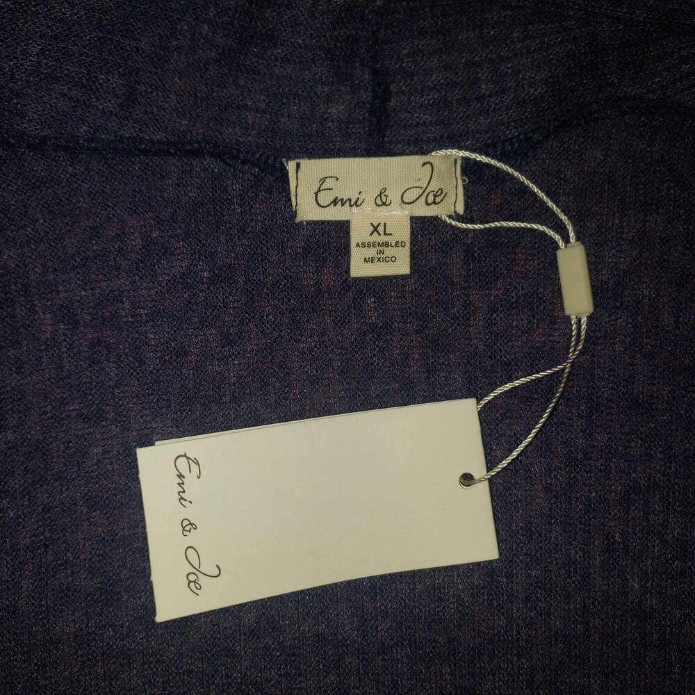 EMI & JOE Blue Open Front Waterfall Cardigan Size XL - Picture 3 of 5